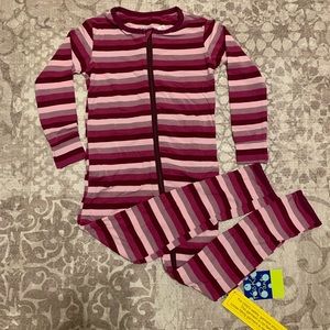 New With Tags Kickee Pants Purple Striped Zip Coverall